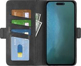 Mobiq - PU Lederen Wallet Hoesje met Sluiting iPhone 14 Pro Max - zwart