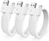 3x USB naar 8-PIN Opladerkabel - 12W - Quick Charge - Geschikt voor iPhone - Oplader Kabel - Wit - Kunststof