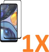 Screenprotector Glas - Full Coverage Tempered Glass Screen Protector [volledige dekking] Geschikt voor: Motorola Moto G22  - 1x