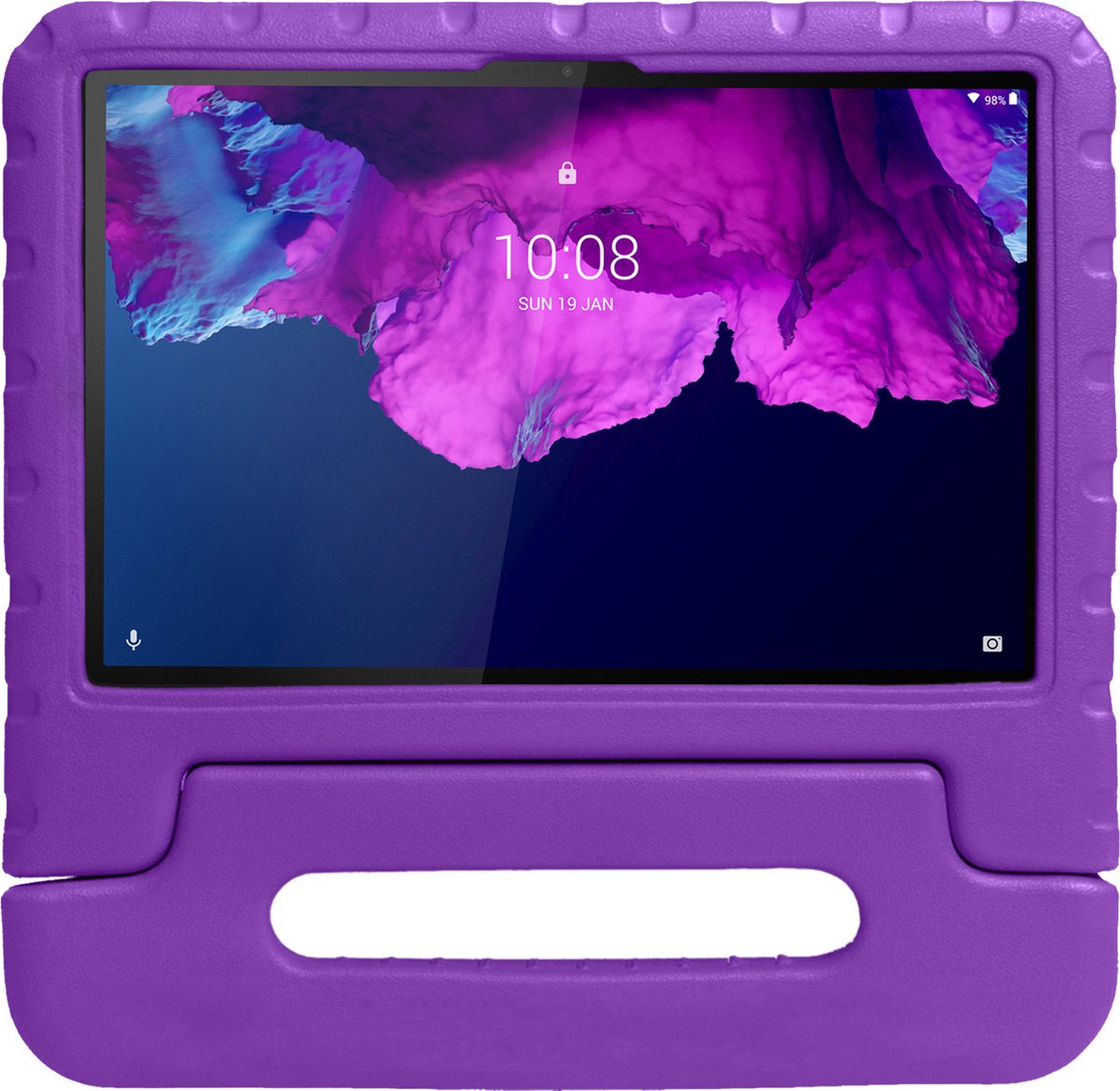 Hoes Geschikt voor Lenovo Tab P11 Plus Hoes Kinder Hoesje Kids Case Cover Kidsproof Met 2x Screenprotector - Hoesje Geschikt voor Lenovo Tab P11 Plus Hoesje Kinder Hoesje - Paars
