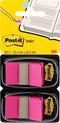 Indextabs 3m post-it 680 25.4x43.2mm duopack roze | Blister a 100 vel