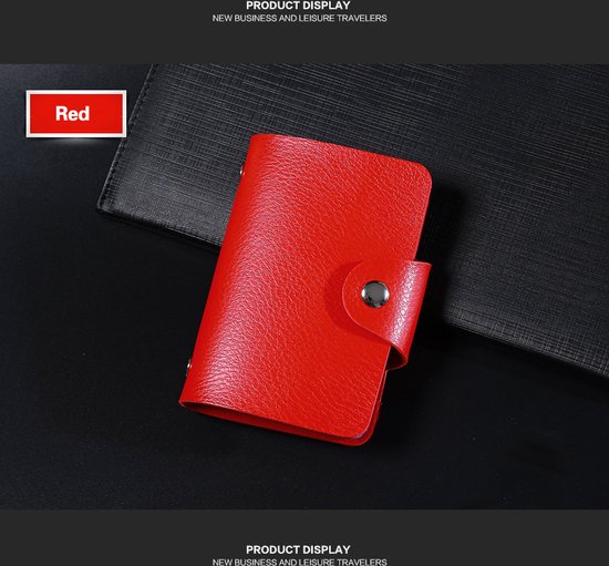Borvat® | Compact Overzichtelijk en Modieus Kaarten Etui 24-Pasjes in het Rood Kleur
