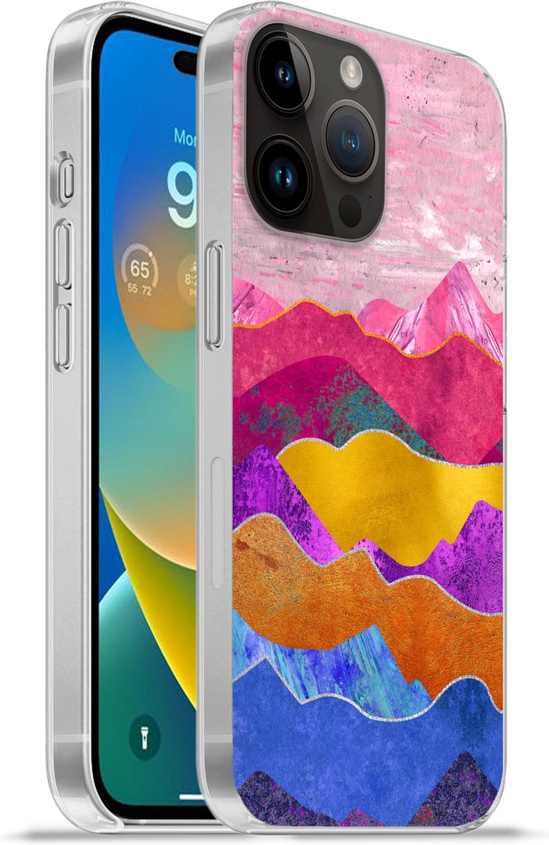 Telefoonhoesje Geschikt voor Apple Iphone 14 Pro Max hoesje - Pride - Bi - Marmer print - Siliconen Telefoonhoesje Telefoonhoesje