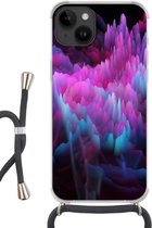 Geschikt voorApple Iphone 14 - Crossbody Case - Rook - Kleurstof - Abstract - Siliconen - Crossbody - Backcover met Koord - Telefoonhoesje met koord - Hoesje met touw