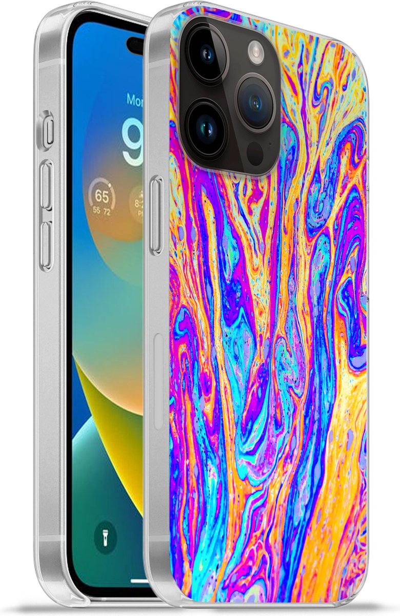 Telefoonhoesje Geschikt voor Apple Iphone 14 Pro hoesje - Kunst - Kleuren - Psychedelisch - Siliconen Telefoonhoesje Telefoonhoesje