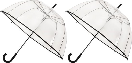 3x Transparante koepelparaplu 85 cm - doorzichtige paraplu - trouwparaplu - bruidsparaplu - stijlvol - plastic - automatisch - trouwen - bruiloft - trendy - fashionable