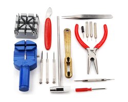 16-delige Professioneel Horlogemaker Sieradenreparatie Toolkit - incl. Horloge Band Pin Link Verwijderaar, Achterkant Opener Schroefmoersleutel - voor Horloge Reparaties en Plaatsen van de Batterijen