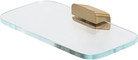 Kelelife Bathroom Rack Made of Glass, Brushed Gold, 55 cm