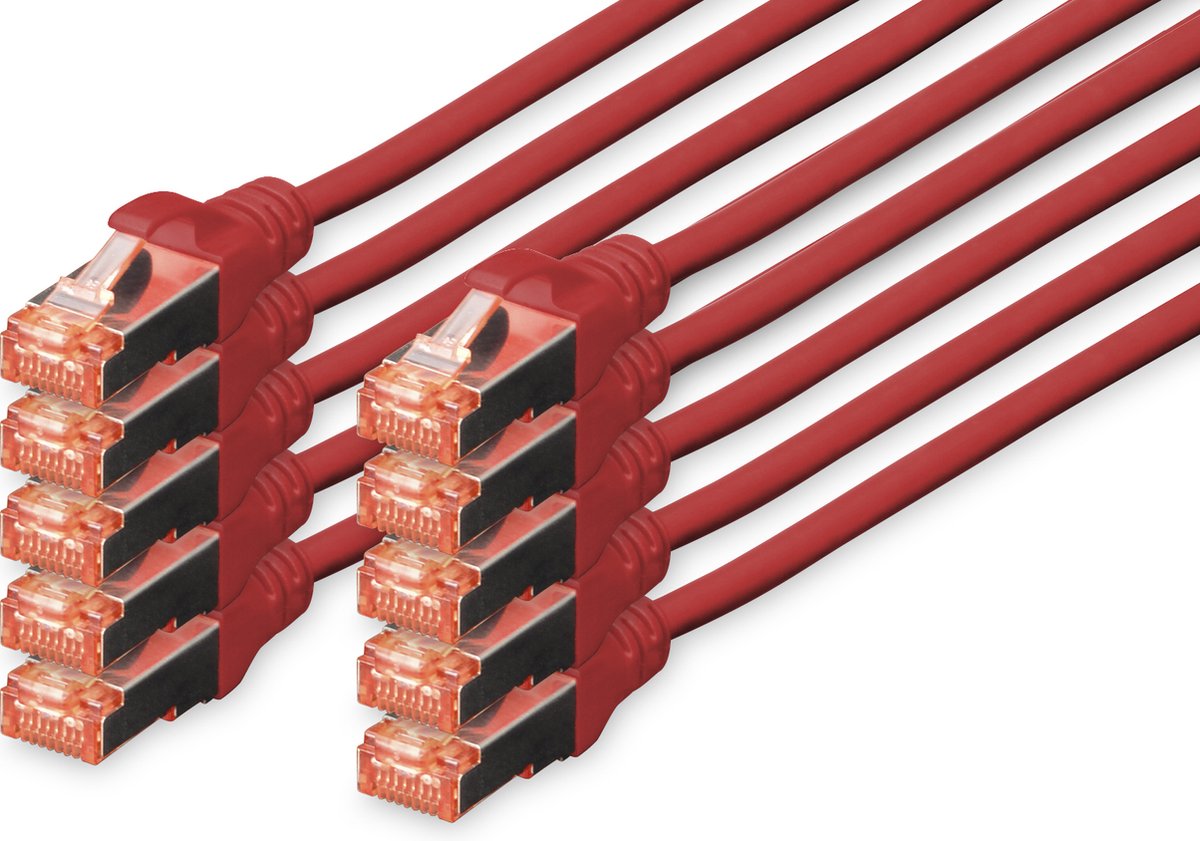 CAT6 sFTP kabel 1 meter Rood - 10 stuks