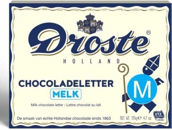 Foto: Droste chocolade letter melk 135 gram letter m