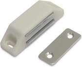 Magneetsnapper - Wit - Kunstof - 6kg trekkracht - 60x16mm - Magneetslot - Inclusief tegenplaat - Per stuk