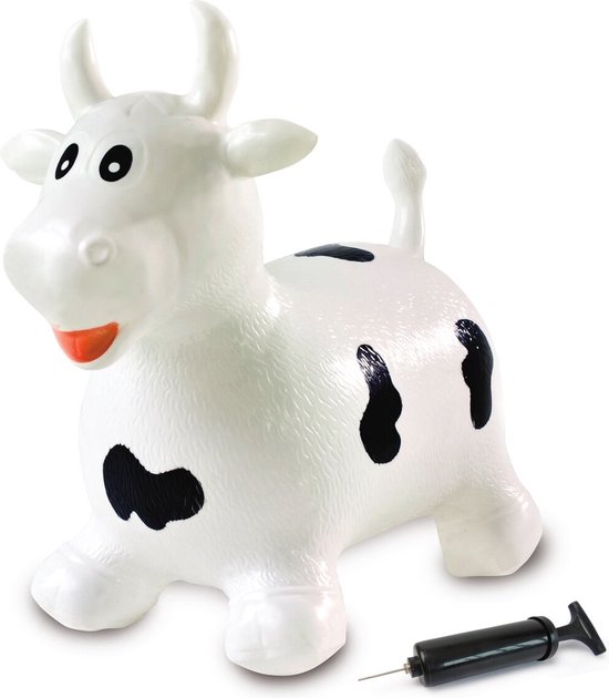 Jamara Skippybal - 460318 Skippydier Koe Wit Zwart Junior met Pomp