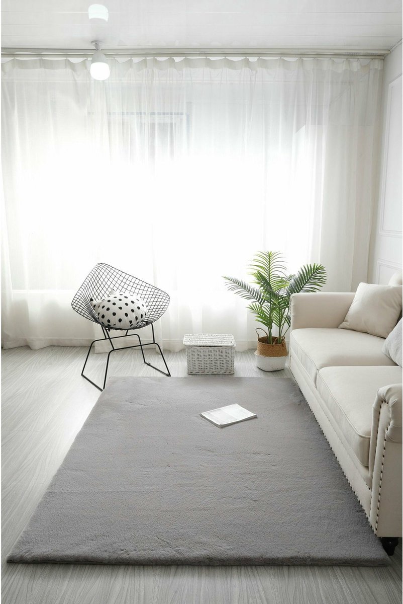 Fluffy Vloerkleed Dark Grey 200x290CM