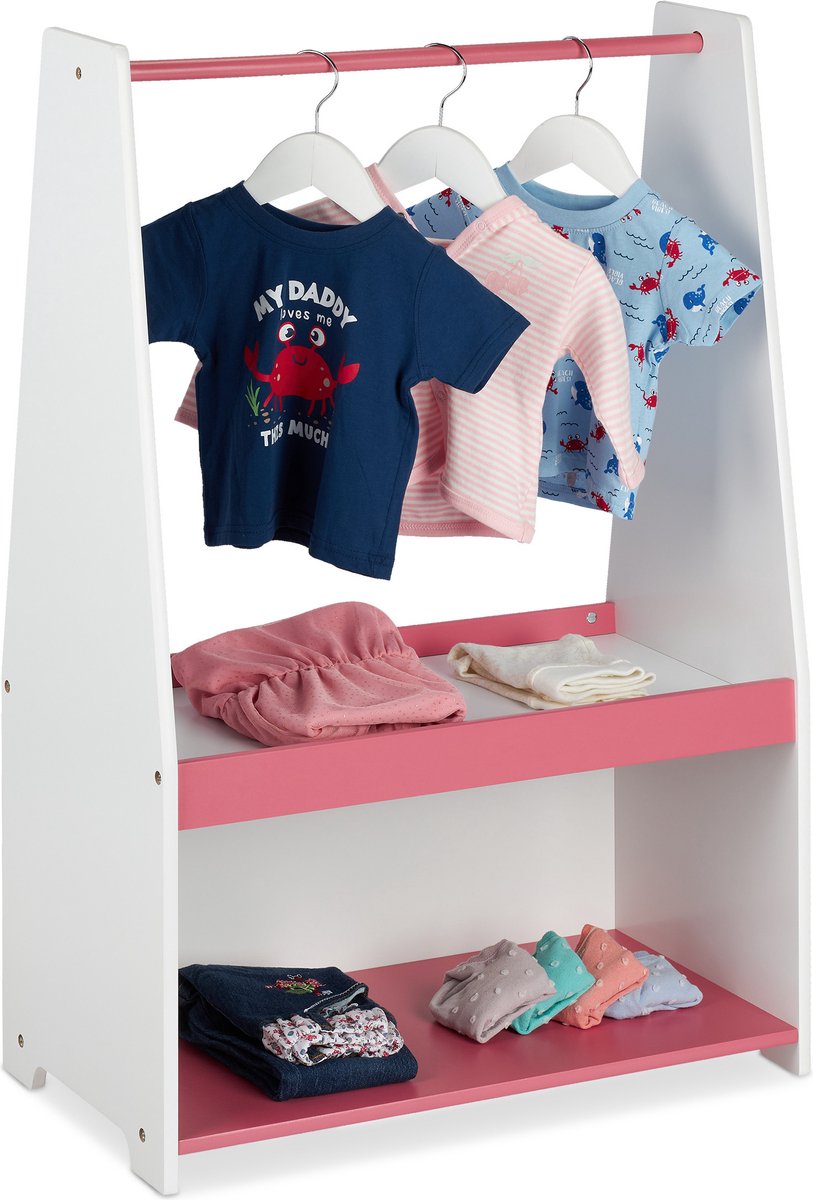 Relaxdays kledingrek voor kinderen - kinderkapstok - klein garderoberek - kinderkamer