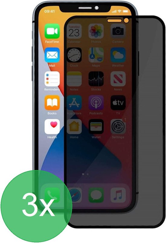 3x Screenprotector Geschikt voor: iPhone 11 Pro Max / XS Max Privacy Full Screenprotector 3x - screen protector - volledige glas - bescherming - beschermglas - Anti Spy - ZT Accessoires