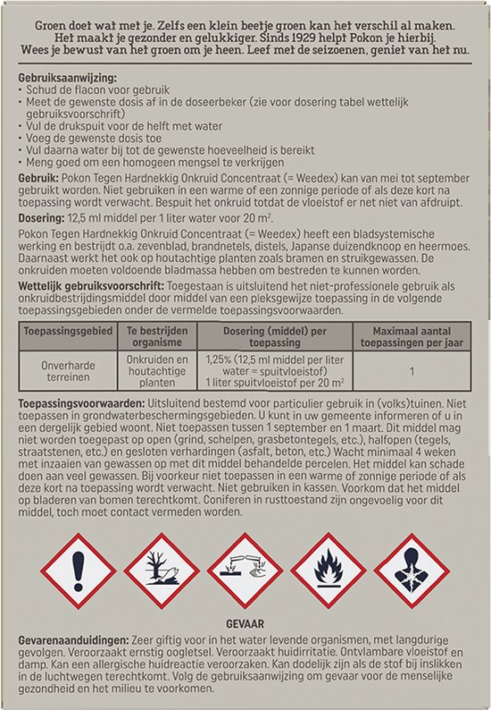 Pokon tegen Hardnekkig Onkruid Concentraat - 100ml - Goed voor 160m2 - 12,5ml per 1l water van Merkloos	 — afbeelding 3