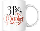 Halloween Mok met tekst: October 31 | Halloween Decoratie | Grappige Cadeaus | Grappige mok | Koffiemok | Koffiebeker | Theemok | Theebeker