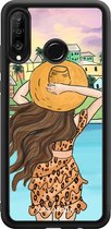 Casimoda® telefoonhoesje - Geschikt voor Huawei P30 Lite - Sunset Girl - Zwart TPU hoesje - Backcover - Multi - Geen opdruk