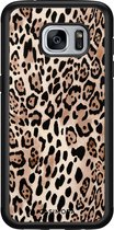 Casimoda® hoesje - Geschikt voor Samsung Galaxy S7 - Luipaard print bruin - Zwart TPU Backcover - Luipaardprint - Goudkleurig