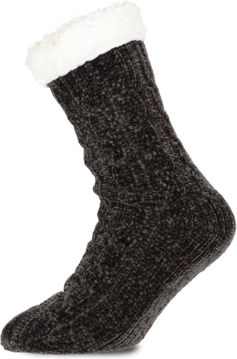 Homesocks Basset Chenille Kabel antislip - DS15033 - Antracite