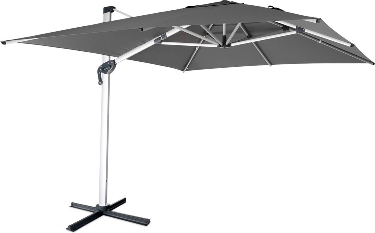 sweeek - Topkwaliteit parasol, 3x4m, polyester doek, geanodiseerd aluminium frame, hoes inbegrepen