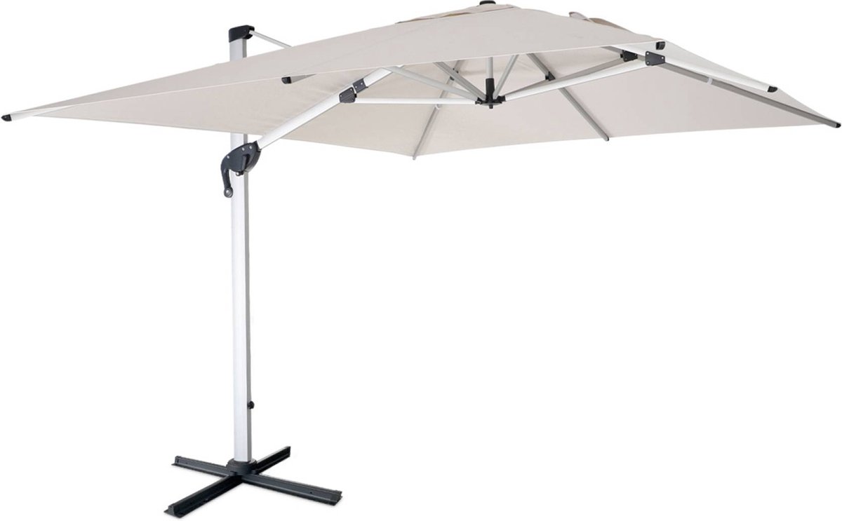 sweeek - Topkwaliteit parasol, 3x4m, polyester doek, geanodiseerd aluminium frame, hoes inbegrepen