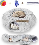 Tunnel pour chat Peluche + jouets pour chat - Tunnel Chat - Maison pour chat - Tunnel de jeu chat - Grijs