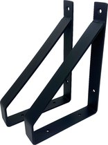 Maison DAM - Plankdragers klassiek - Wandsteunen – Voor een plank 15cm – Mat zwart - incl. bevestigingsmateriaal + schroefbit