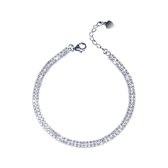 Silverplated dubbele Tennisarmband - Valentijnsdag - Moederdag Cadeau - Geschenkset Vrouwen - Cadeau voor Vrouw - Verjaardagscadeau - Cadeau - Geschenk voor haar - Kerst Cadeau - Juwelia