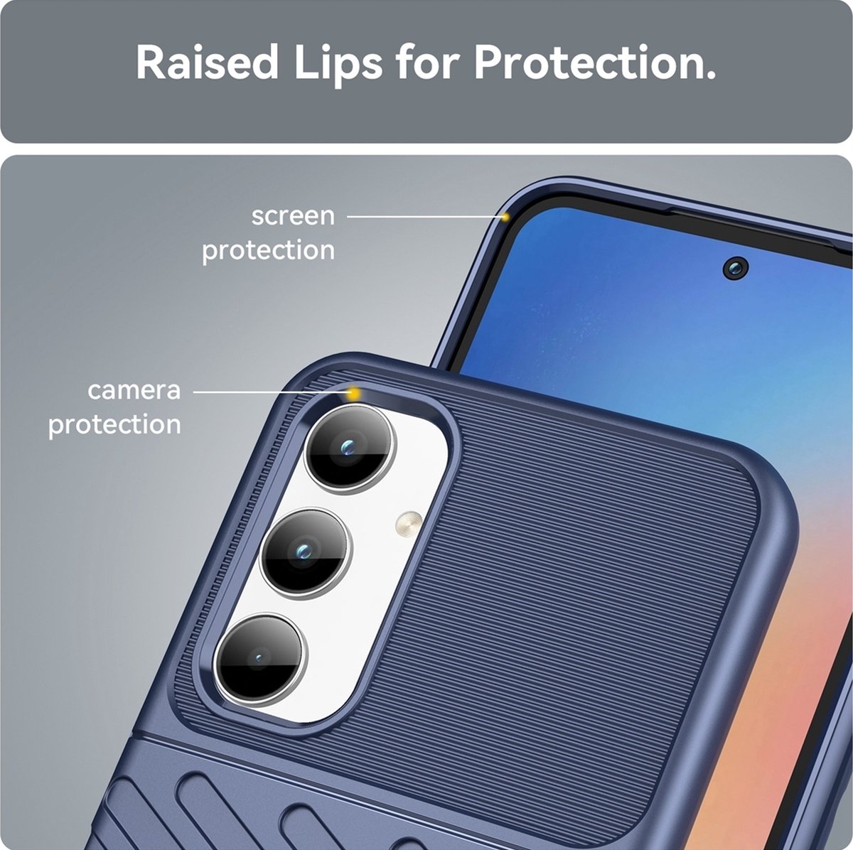 Mobigear Hoesje geschikt voor Samsung Galaxy A35 Telefoonhoesje Flexibel TPU | Mobigear Groove Backcover | Galaxy A35 Case | Back Cover - Blauw
