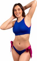 Prothese vriendelijke Bikini - SugarChic High Neck Top - Roze/Blauw - L