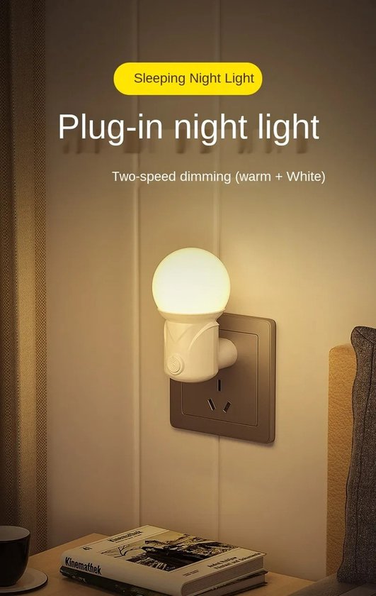 Europese Plug LED Nachtlampje - Dimbare Oogbescherming voor Baby's, Verpleegkundigen en Lezen - Ideaal voor Slaapkamers en Woonkamers, Direct in het Stopcontact - Wit van Merkloos — afbeelding 5