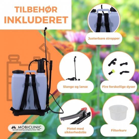 Mobiclinic Fumibug - Druksproeier - Rugspuit - 16 L - Drukspuit - Tuinsproeier - Onkruidsproeier - 4 sproeiers - Verstelbare Draagriemen - Irrigatie - 2-3 bar - Gifspuit van Mobiclinic — afbeelding 2