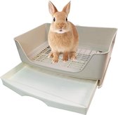 grote konijnenbak om te trainen, potjes-hoektoilet met lade, groot toilet voor volwassen hamsters, , fretten, galesaur, konijn en andere dieren (bruin)