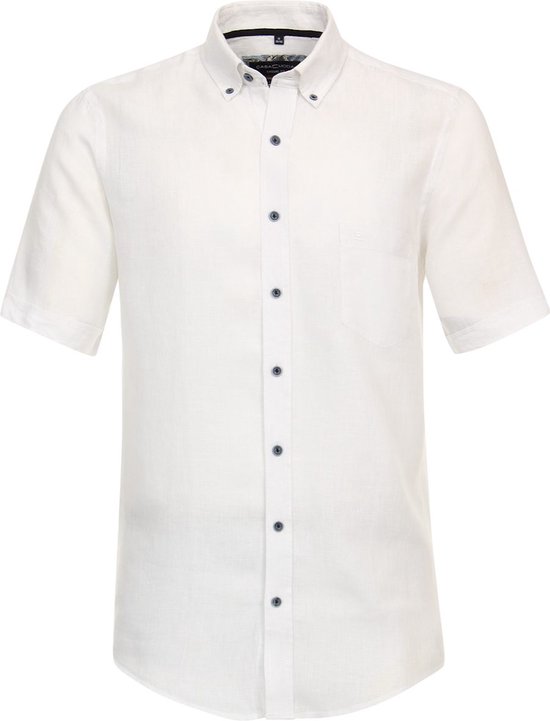 Casa Moda Wit Linnen Overhemd Korte Mouw Button Down Boord - XL