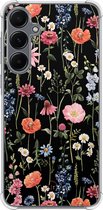 Shockproof hoesje - Geschikt voor Samsung Galaxy A55 - Dark flowers - Extra sterke case - TPU/polycarbonaat - Bloemen - Multi, Transparant