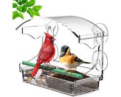 Transparant Raamvoeder voor Vogels met Zuignappen - Groot Acryl Vogelhuis voor Ramen