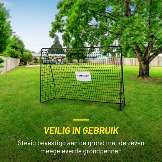 Dunlop Voetbalgoal Groot - 300x205x120 cm - Metaal - Snelle montage | bol