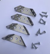 4 stuks metalen Hoekbeugels - Hoeksteunen - Versterkingshoek - incl. 18 schroeven - Trapeziumvormige Beugel - Hoekijzer -