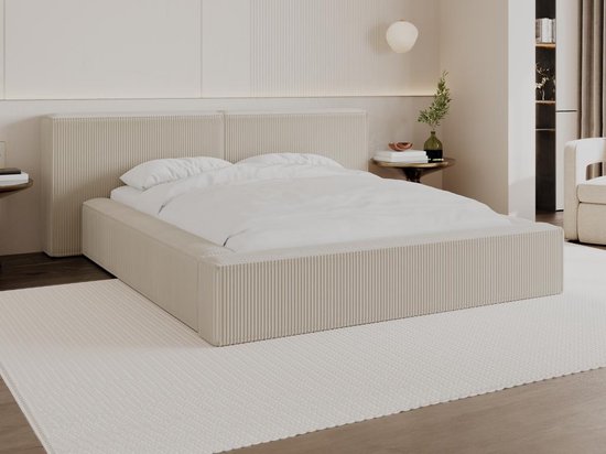 PASCAL MORABITO Kofferbed 140 x 190 cm - Corduroy - Beige - TIMANO - van Pascal Morabito L 206 cm x H 90 cm x D 249 cm