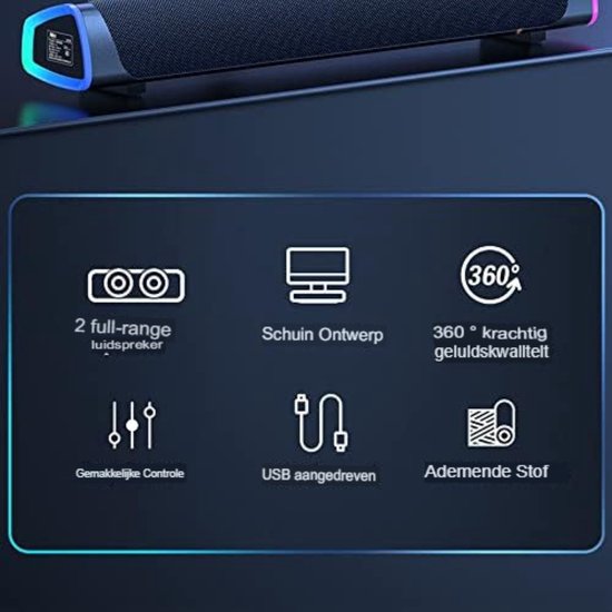 Soundbar pc - Pc soundbar - Computer soundbar - Soundbar computer - 41,5 x 10 x 8 cm - Grijs — afbeelding 4