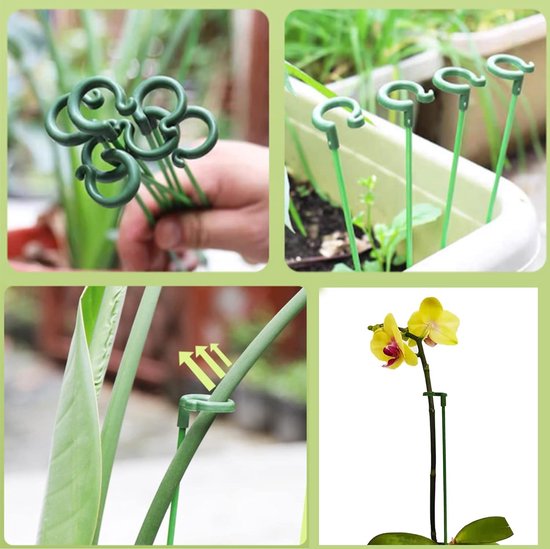 GROOFOO plantensteun, klimhulp, 20 stuks plantenstokken, 20 vaste clips, 15 verbindingsbuizen, 1 rol magieband, klimhulp voor tomaten, komkommers, bonen, erwten, orchideeën, tuin en kamerplanten