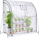 Tomatenkas voor buiten, draagbaar groen huis Heavy Duty met oprolbare deuren met rits, kleine plastic kassen plantenschuur voor buiten met duurzame PE-hoes, 200x77x169cm