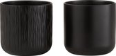 J-Line bloempot Gen - keramiek - zwart - medium - Ø 15.00 cm - 2 stuks