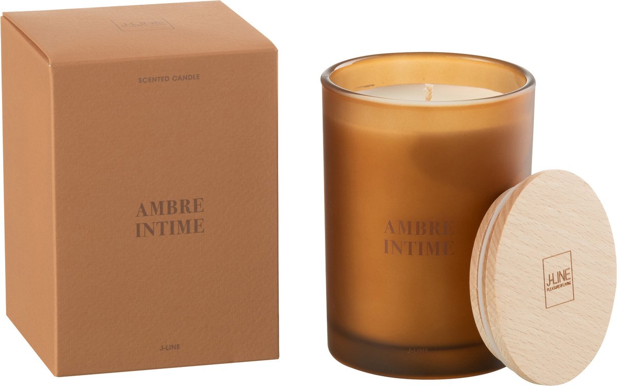 J-Line geurkaars Accords Essentiels - Ambre Intime - oker - 38U Geel