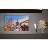 Inductieplaat Beschermer - Bloesemboom bij Boeddhistische Hōkan-ji Tempel in Kioto, Japan - 75x50 cm - 2 mm Dik - Inductie Beschermer - Bescherming Inductiekookplaat - Kookplaat Beschermer van Wit Vinyl