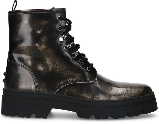 Sacha - Homme - Boots à lacets en cuir noir argenté - Taille 44