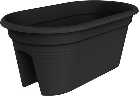 Elho Green Basics Flower Bridge 55 - Plantenbak voor Balkon Buiten - Ø 54.5 x H 22.8 cm - Living black