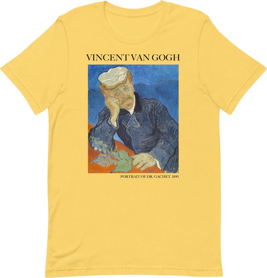 Vincent van Gogh 'Portret van Dr. Gachet' ("Portrait of Dr. Gachet") Beroemd Schilderij T-Shirt | Unisex Klassiek Kunst T-shirt | Geel | 2XL