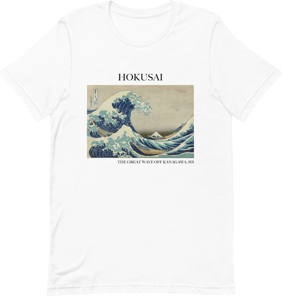 Hokusai 'De Grote Golf van Kanagawa' ("The Great Wave off Kanagawa") Beroemd Schilderij T-Shirt | Unisex Klassiek Kunst T-shirt | Wit | M